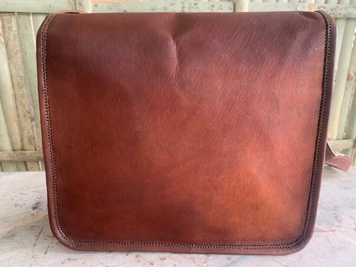 Men's Rare Goat Leather Vintage Laptop Messenger Handmade Briefcase Big capacity - Picture 2 of 5