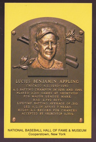 LUKE APPLING Chicago White Sox Baseball Hall of Fame -HOF- Plaque NEW POSTCARD