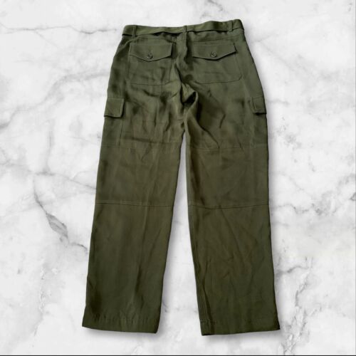 Pantaloni Theory Joggers donna taglia 4 verde militare 100% seta cargo utility con cintura - Foto 10 di 12