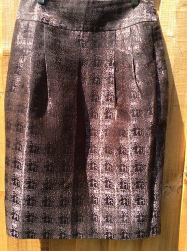 LAURA ASHLEY Jacquard Tailored Skirt 8 / 36 Chocolate Brown NEW - Picture 1 of 3
