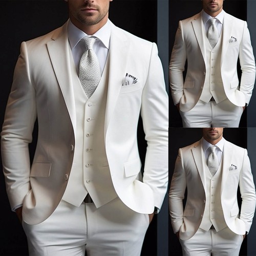 Business Men Suits Regular Fit Formal Tuxedos Groom Wedding Suit Blazer Tailored - Picture 19 of 19