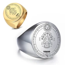 VIRGO Talisman Seal Zodiac Constellation Ring Stainless Steel Virgo Star Ring