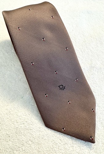 CHRISTIAN DIOR Men's Silk Blend Necktie USA Luxury 58” Tie Logo Bees Frosty Plum - Picture 2 of 8