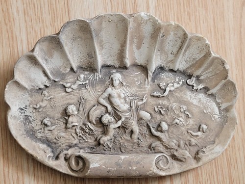 Vtg Venus Aphrodite W/ Cherubs Bisque Wall Plaque Art - Picture 1 of 12