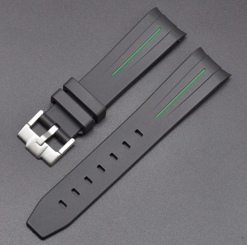 Zakrzywiony koniec Premium Silikonowa guma dla nurków Pasek do zegarka Pasek męski 20mm 21mm 22mm - Zdjęcie 9 z 22