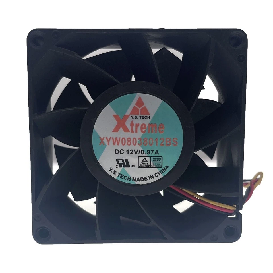 80mm High Speed Fan Y.S.TECH XTREME XYW08038012BS 8038 12V 0.97A 80X80X38mm Fan - Image 2 of 4