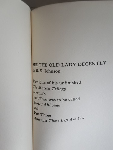 See The Old Lady Decently A Novel by B.S.Johnson 1975 Hardcover Book Rare - Bild 14 von 19