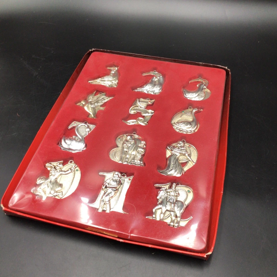 Harvey Lewis Twelve Days of Christmas Silver Plated Swarovski Crystal Ornaments - Image 4 of 4