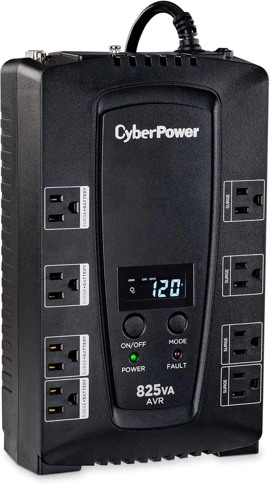 CP825AVRLCD Intelligent LCD UPS System, 825VA/450W, 8 Outlets, AVR, Compact - Image 2 of 4