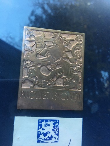 vintage 1964 Finnish military framed copper piece PUOLUSTUSVOIMAT Kajaani SUOMEN - Picture 10 of 10