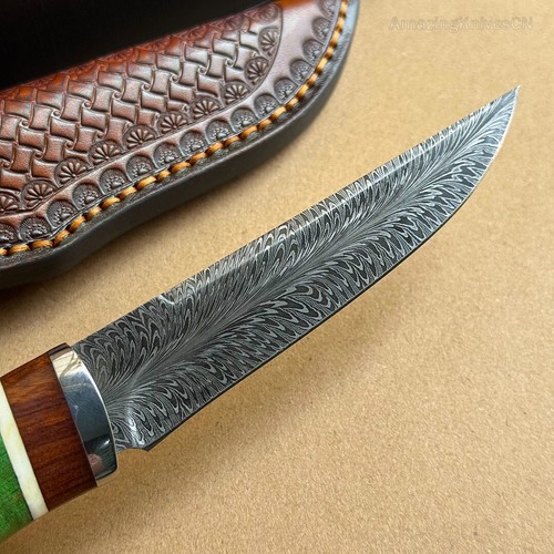 Handgefertigtes Sammlerstück Federmesser Damaststahl Messer Survival Jagdwerk... - Bild 12 von 15