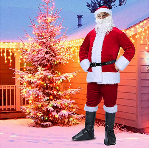 Santa Claus Costume Suit Adult Father Christmas Fancy Dress Mens Xmas Outfit NJ - Picture 3 of 8