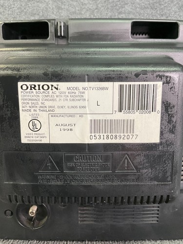 Orion Television 13 Inch CRT Color Retro Gaming TV Model TV1326BW - Picture 20 of 24