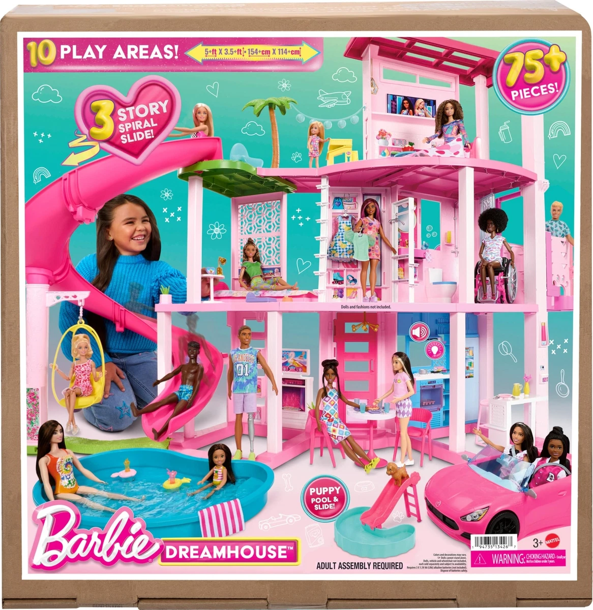 Barbie Dreamhouse 2023, Pool Party Doll House with 75+ Pieces NEW!