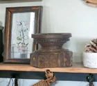 Antique Wooden Agricultural Seed Holder Bijni Original Old Fine Hand Carved