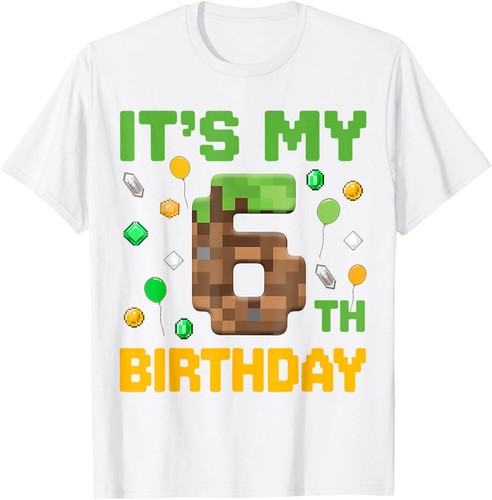 Birthday Boy It's My 6Th Birthday Gamer Pixel Number T-Shirt Hoodie - Picture 7 of 18
