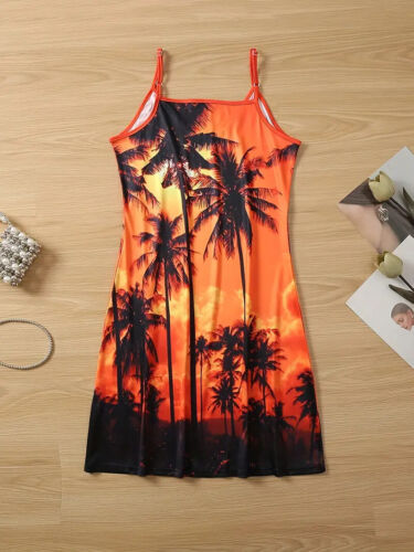 Woman's Orange with Coconut Tree Print Comfy Cami Dress - Plus Size: 4XL (US 20) - Picture 3 of 3