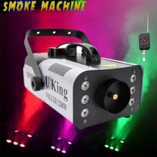 1200W DMX DJ Fog Smoke Machine with RGB LEDs, Remote Control, 6 LED Stage Lights