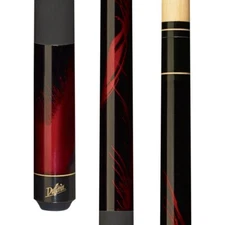Dufferin D-212 Black Pool Cue w/Red Flames Maple Shaft w/ Black Nylon Wrap
