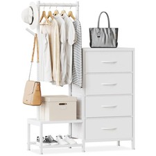 ODK Cassettiera Camera da Letto 3 in 1, con un Appendiabiti da Terra, Doppia Sca