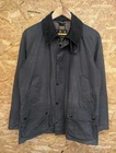 Barbour Ashby Wax Jacket Medium Men England Tartan Navy Blue Black Cord Collar