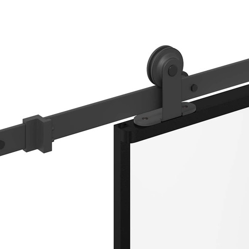 Juego de puertas correderas negras 76x205 cm vidrio ESG y aluminio, diseño que ahorra espacio - Imagen 5 de 5