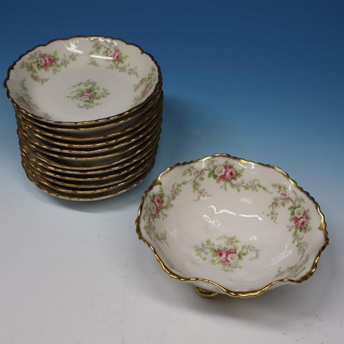 Elite Works Limoges - Roses w/Garland - 12 Fruit or Dessert Bowls, Footed Bowl - Picture 2 of 7