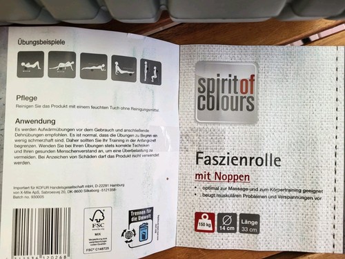 Faszienrolle mit Noppen ☆ 33 cm ☆ Durchm. 14 cm ☆ NEU ☆ Grau - Bild 3 von 4