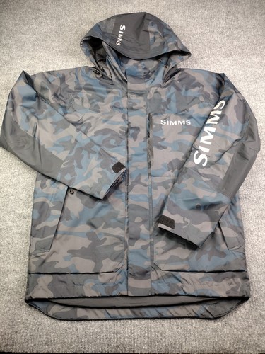 Simms Challenger Jacket Mens M Woodland Camo Storm Waterproof Fishing Hooded - Picture 2 of 9