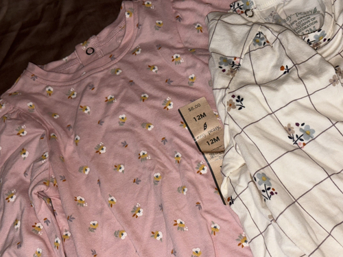 2 QTY ONE PIECE NWT 12 M EASY-PEASY ORGANIC LS Bottom Snap/BACK Snap Tops - Picture 4 of 8
