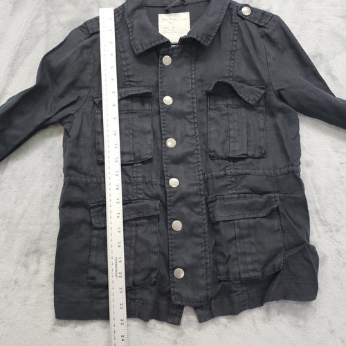 Free People Jacket Womens 2 Black Lenin Sip Snap Front Utility Cargo Lightweight - Picture 7 of 8