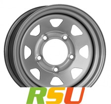 4x Dotz Dakar silver (ohne Nabenbecher) 7x16" ET40 LK5 130 ML 84.1 Stahlfelge...