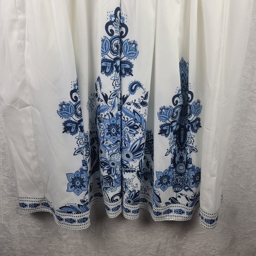 Bohemian Midikleid 18 20 Kurzarm Pullover Taschenlinie weiß blau geblümt - Bild 4 von 10