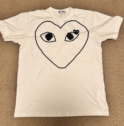 CDG Play Heart Logo Print T-shirt Size XL Black Heart