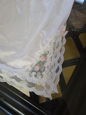 vtg HENSON KICKERNICK Half Slip Skirt LACE Ribbon Pink Roses