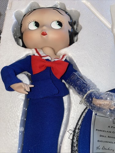 BETTY BOOP ALLURE Danbury Porcelain Doll Blue Dress Hat 4th of July No Stand - Picture 2 of 5