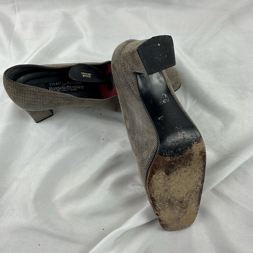 Stuart Weitzman for Russell & Bromley Brown Woven Heeled Pumps UK 6 Square Toe - Picture 7 of 8