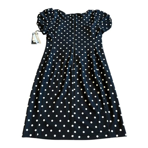 Karl Lagerfeld Black White Polka Dot Dress Short Puff Sleeve Shift Size 10 NWT - Picture 6 of 13