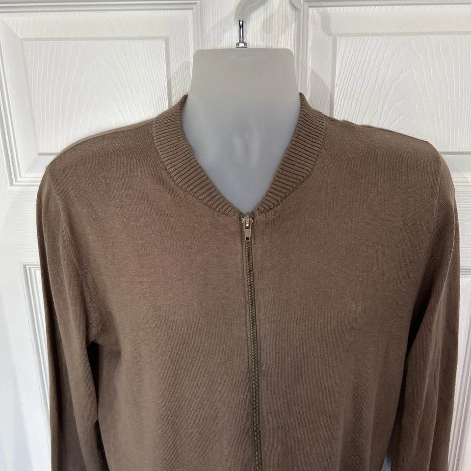Asos коричневый хлопок полный молнии тонкий вязаный кардиган свитер мужской L - Изображение 4 из 4