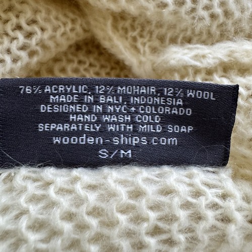 Wooden Ships Wolle/Mohair Wasserfallausschnitt Poncho Damen S/M Vanille Creme Dolman Ärmel - Bild 9 von 11