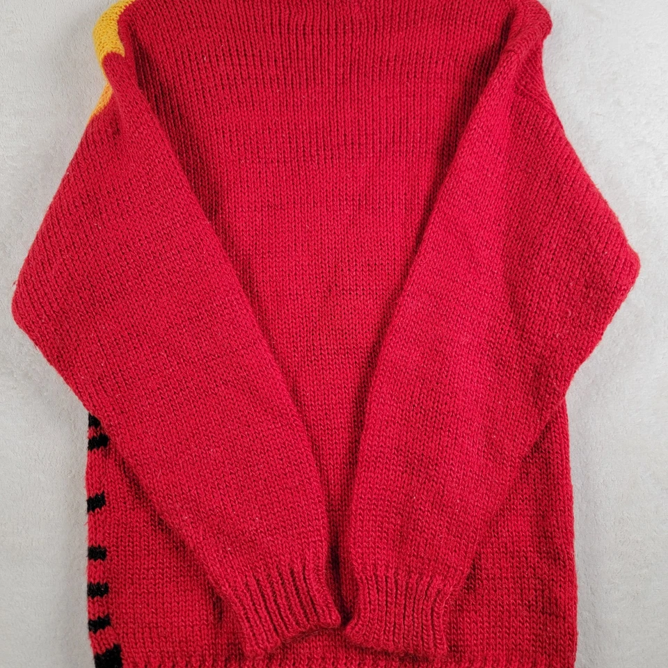 Suéter de malha vintage Knit Works cavalo vermelho preto branco amarelo pequeno - Imagem 4 de 4