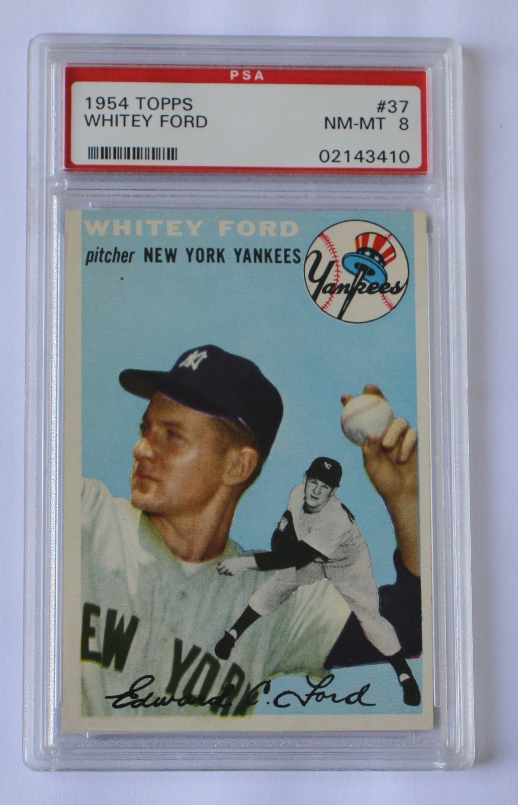 1954 topps # 37 whitey ford psa 8 nm-mt nq