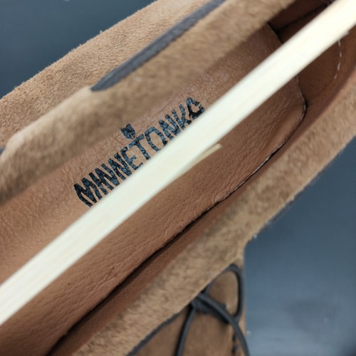 Minnetonka Suede Leather Moccasin Loafers Mens Size 10.5 Dusty Brown Treads - 第 4/19 張圖片
