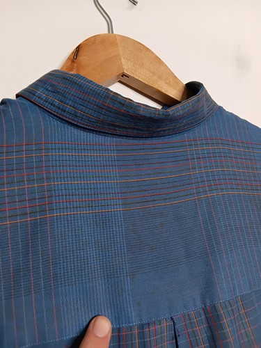 Vintage Yves Saint Laurent Chemise Shirt Mens M Medium Blue Plaid Business YSL - Picture 10 of 15