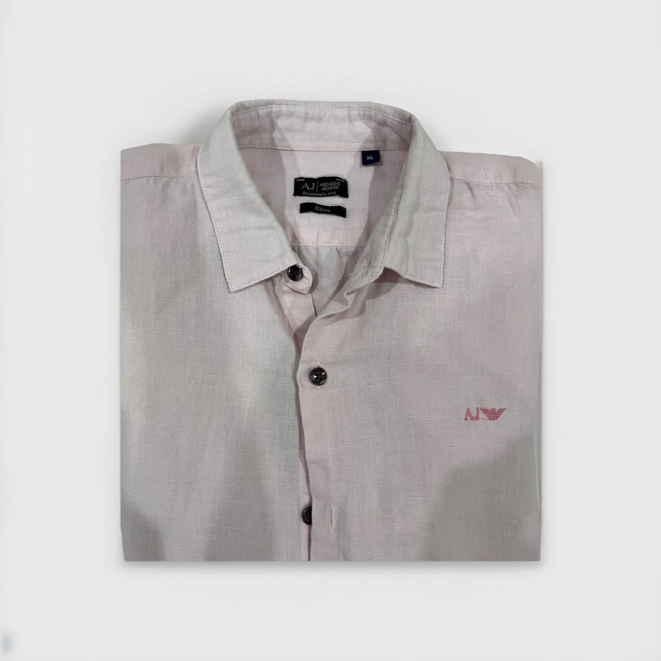 CAMISA ARMANI JEANS ROSA PARA HOMBRE INFORMAL CON BOTONES TALLA XL BUEN ESTADO *PEQUEÑA MANCHA* Foto 2 de 4