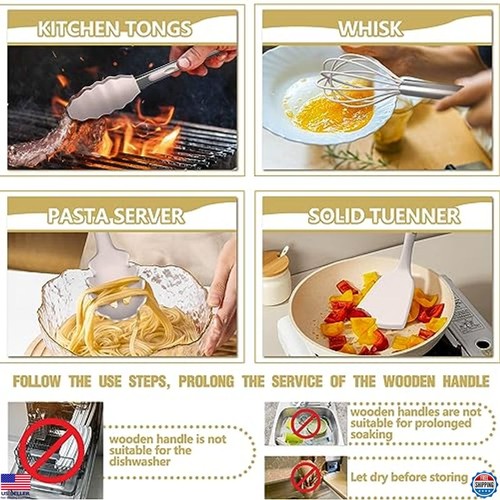 Juego de utensilios de cocina de silicona Umite Chef 34 piezas - Herramientas y rallador resistentes al calor - Imagen 5 de 6