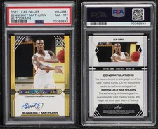 2022-23 Leaf Draft Base Gold /75 Bennedict Mathurin #BA-BM1 PSA 8 Rookie Auto RC