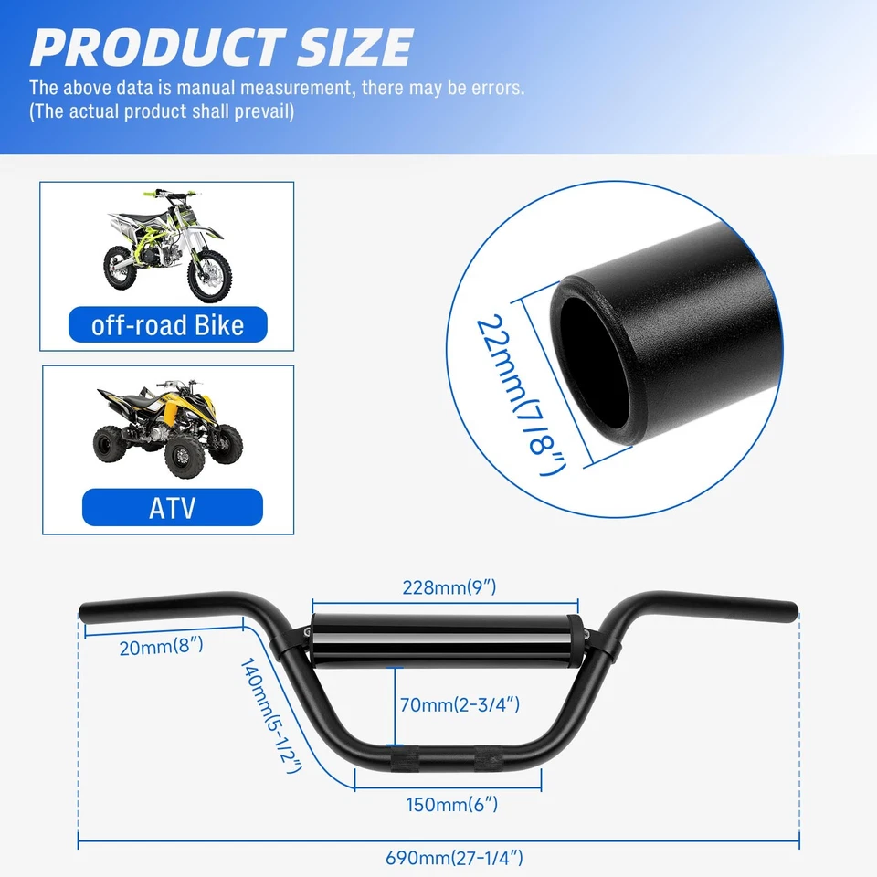 7/8'' Lenker mit Strebe Schwarz 690mm für Simson Enduro Cross S50 S51 S70 S53 - Bild 2 von 4