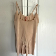 SPANX Oncore OPEN-BUST Mid-Thigh Bodysuit Size 2X Compression Slimming Beige