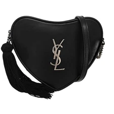 Saint Laurent Black Leather Heart Shoulder Bag PLB540694.1118 125534